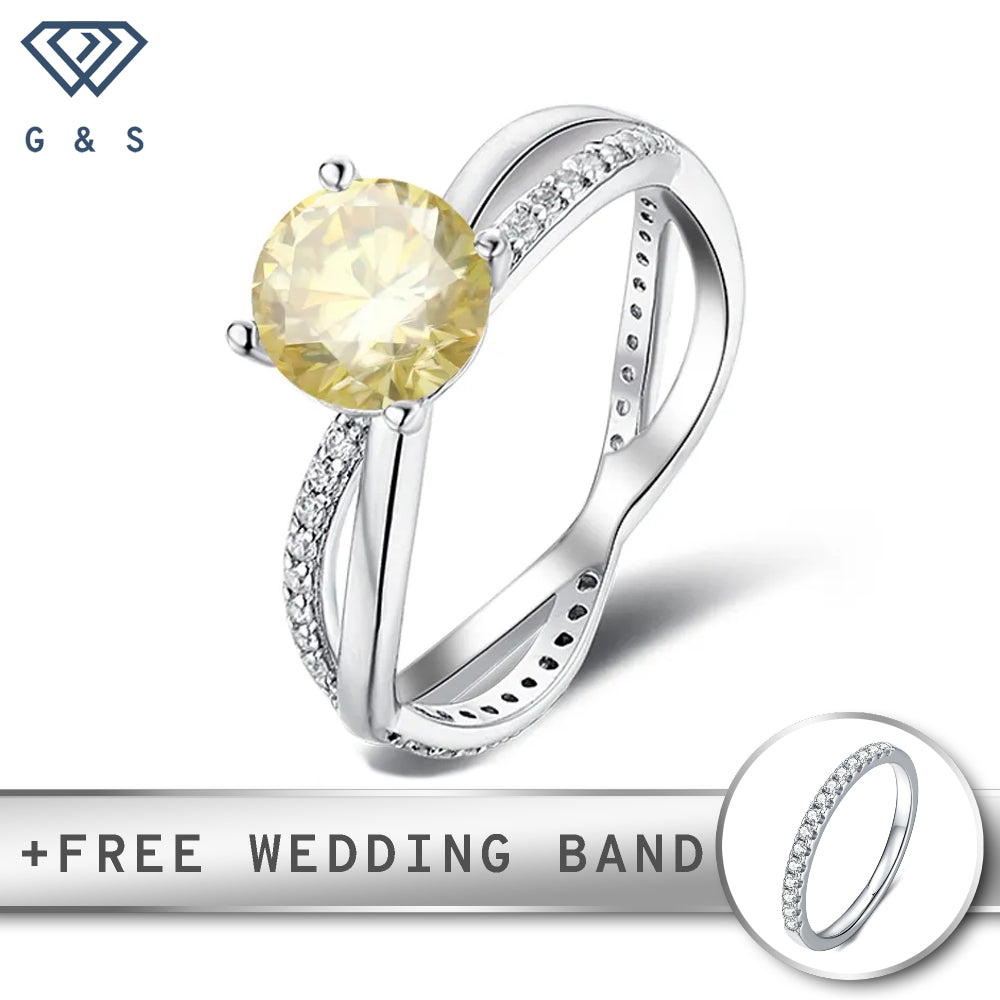 Infinity 1.00ct Yellow Moissanite Engagement Ring Set in Sterling Silver.