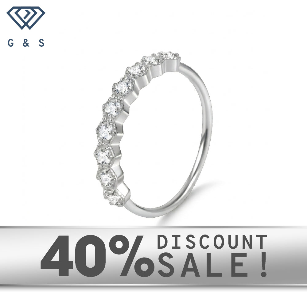 Luminous Sterling Silver Moissanite Hexagonal Stacking Ring