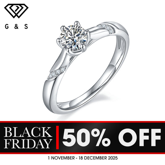 Modern Solitaire 0.50ct Moissanite Engagement Ring - BLACKFRIDAY