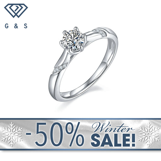 Modern Solitaire 0.50ct Moissanite Engagement Ring - Winter Sale
