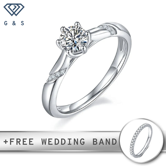 A simple and elegant solitaire engagement ring featuring a 0.50ct moissanite.