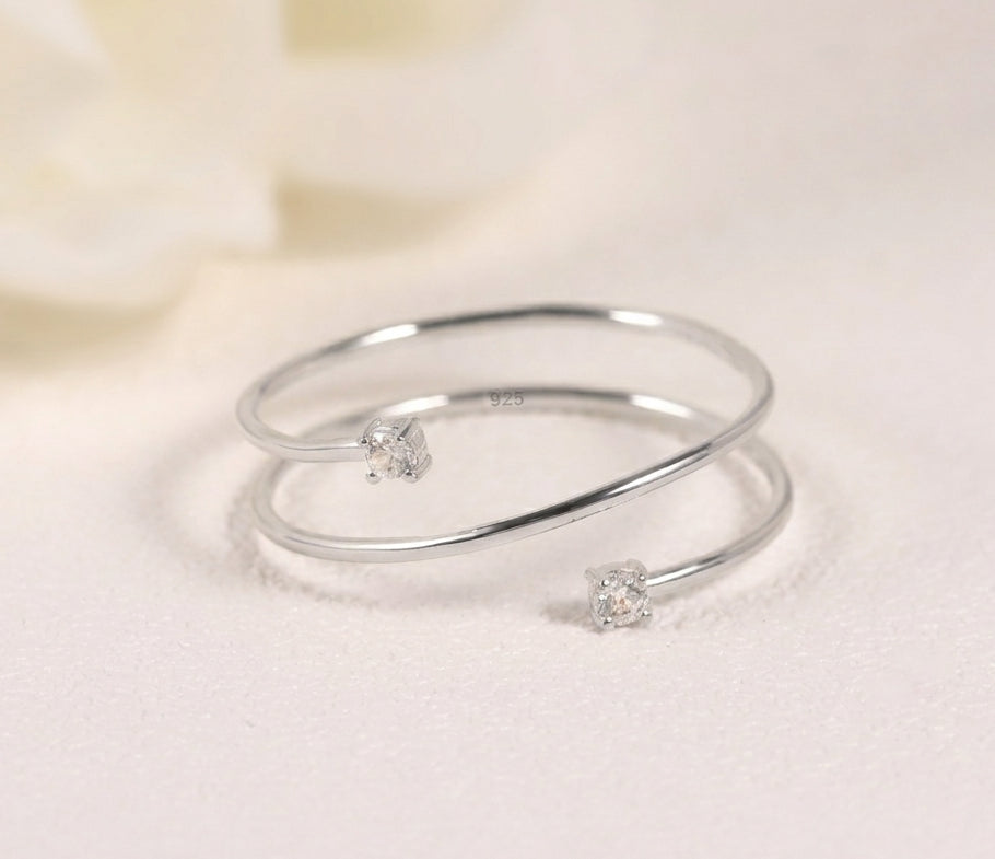 Moissanite Spiral Stacking Ring