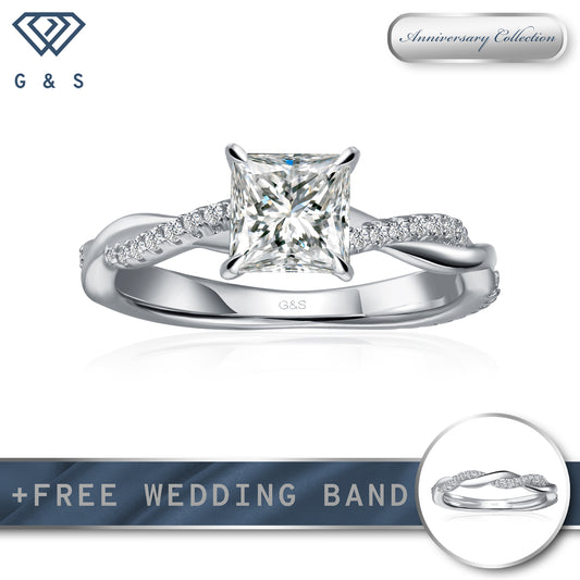 Timeless Infinity Princess Cut Moissanite Engagement Ring