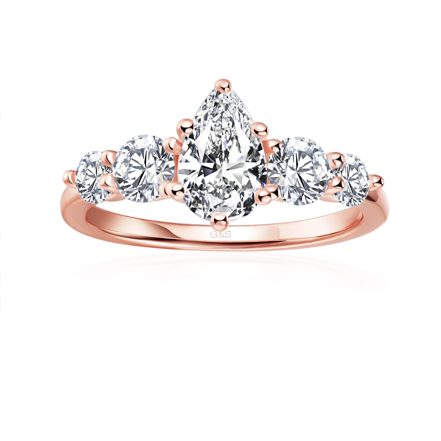 Eternal Brilliance Five-Stone Pear Shape Moissanite Engagement Ring - BLACKFRIDAY