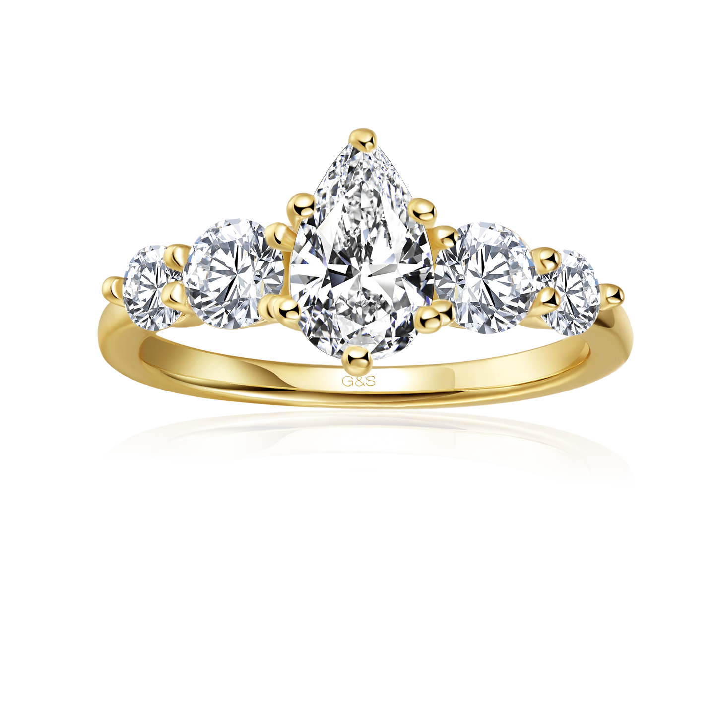 Eternal Brilliance Five-Stone Pear Shape Moissanite Engagement Ring - BLACKFRIDAY