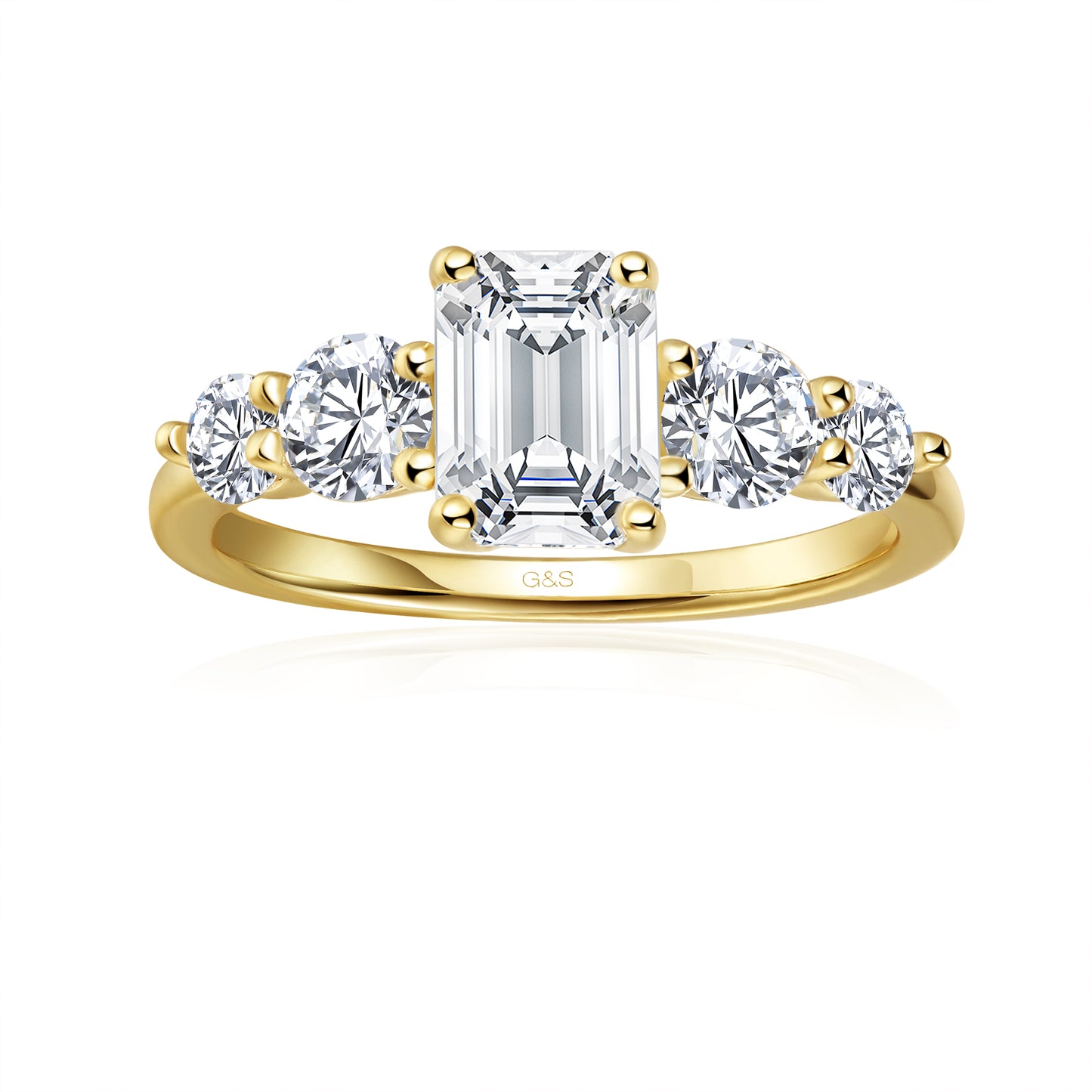 Eternal Brilliance Five-Stone Emerald Cut Moissanite Engagement Ring - BLACKFRIDAY