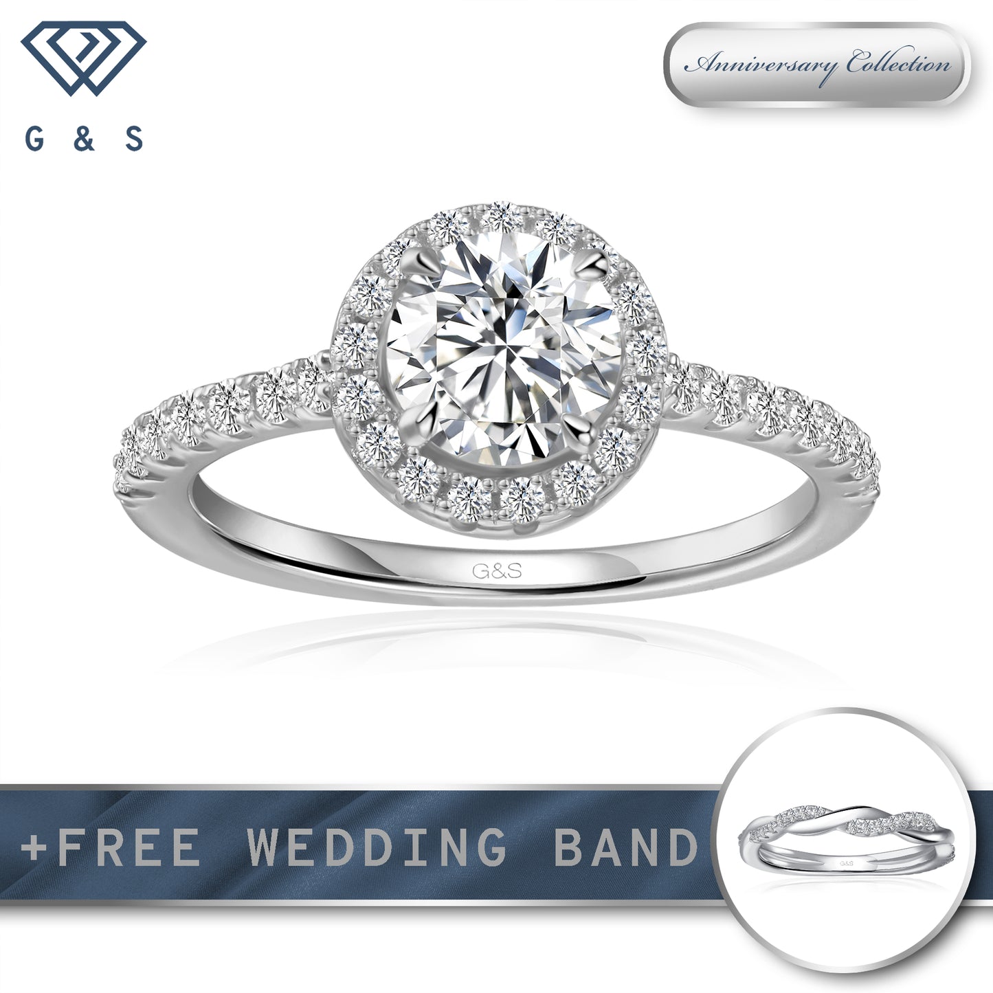 Forever Classic Halo Round Brilliant Moissanite Engagement Ring