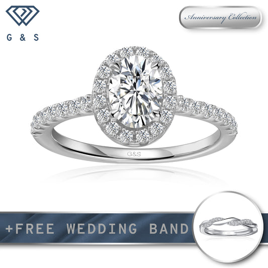 Forever Classic Halo Oval Cut Moissanite Engagement Ring