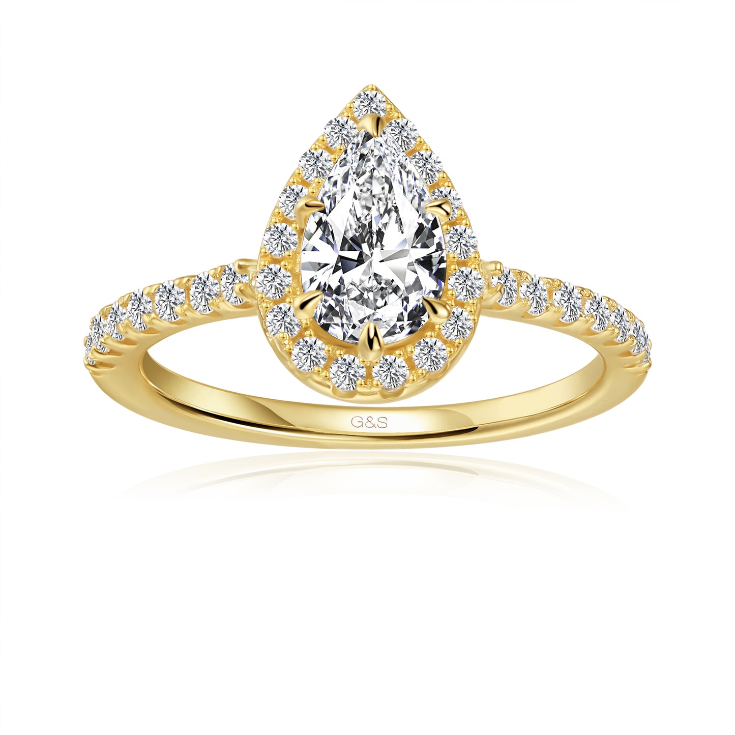 Forever Classic Halo Pear Shape Moissanite Engagement Ring - BLACKFRIDAY