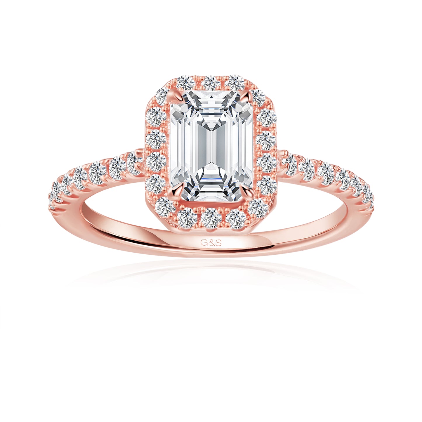 Forever Classic Halo Emerald Cut Moissanite Engagement Ring - BLACKFRIDAY