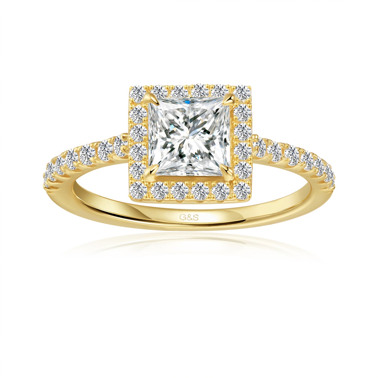 Forever Classic Halo Princess Cut Moissanite Engagement Ring - BLACKFRIDAY