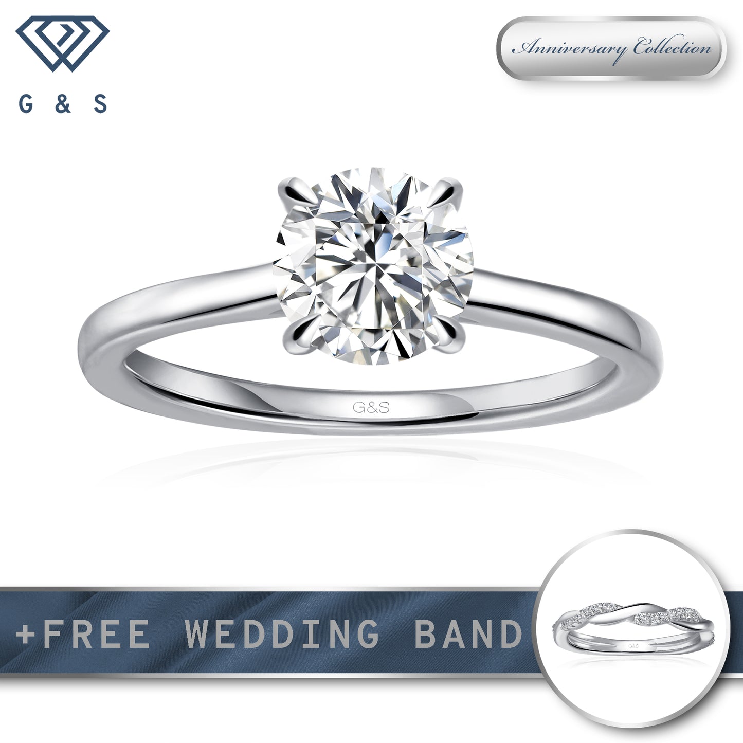Secret Sparkle Hidden Halo Round Brilliant Moissanite Engagement Ring