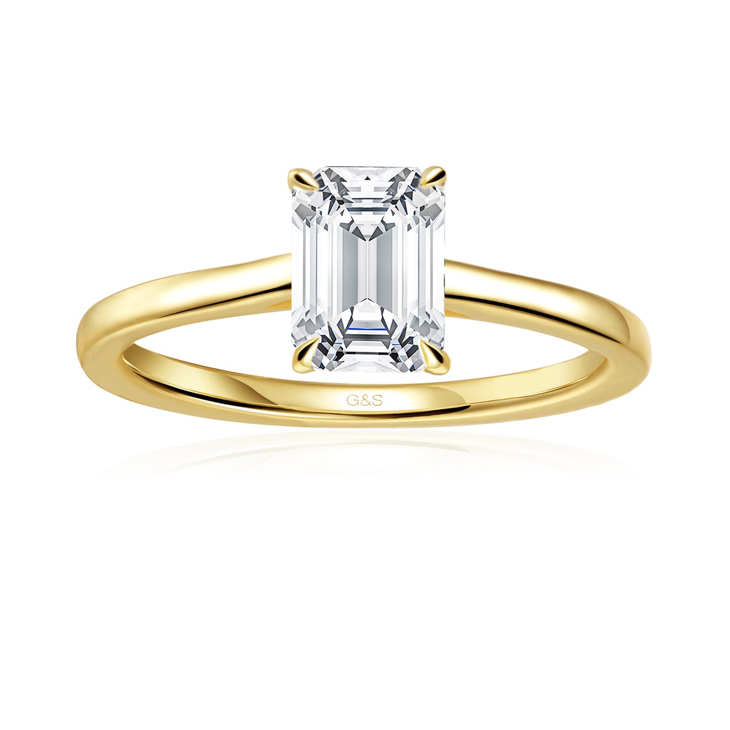Secret Sparkle Hidden Halo Emerald Cut Moissanite Engagement Ring - BLACKFRIDAY