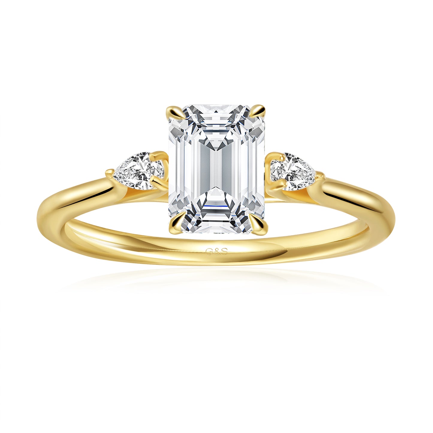 Infinite Love Trilogy Emerald Cut Moissanite Engagement Ring - BLACKFRIDAY