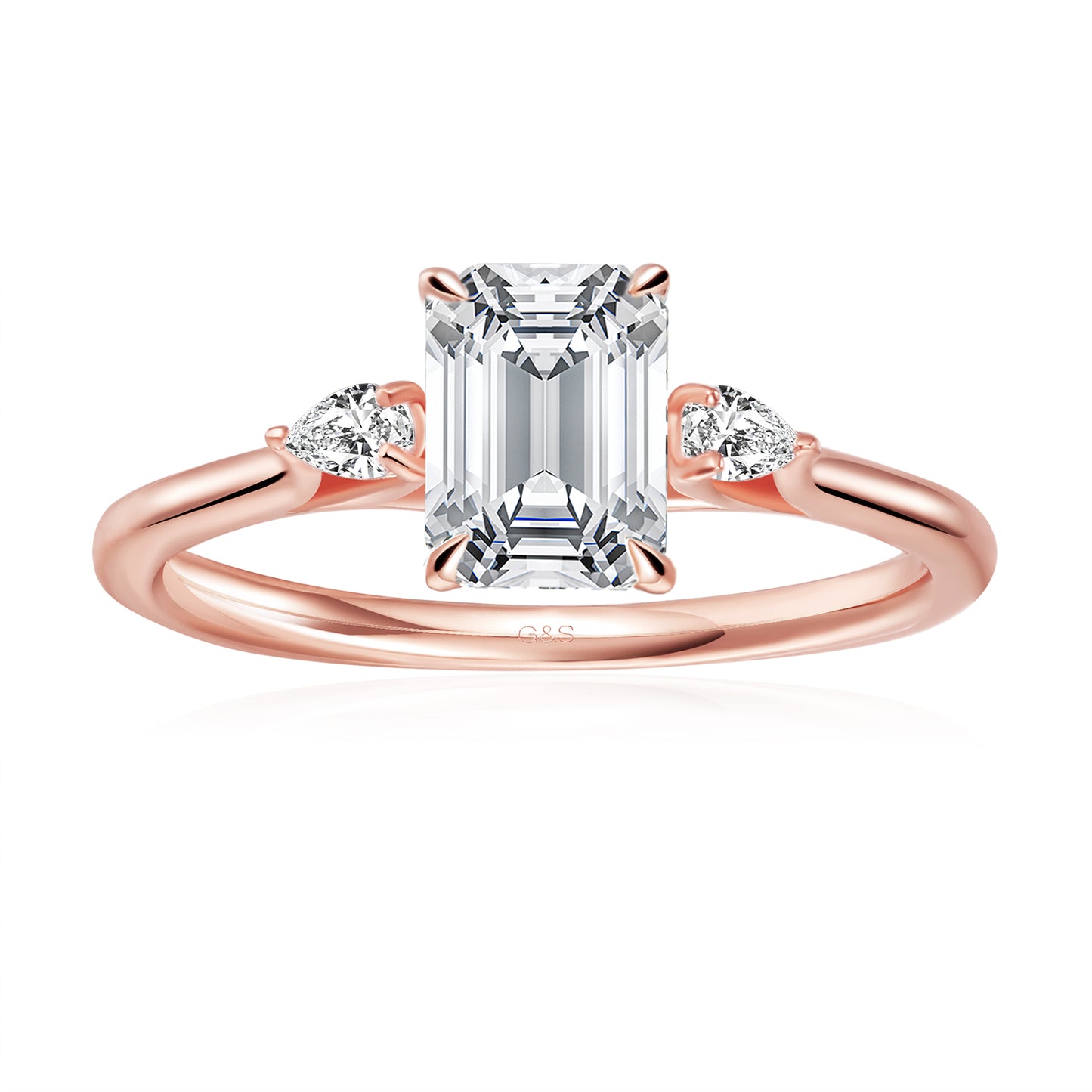 Infinite Love Trilogy Emerald Cut Moissanite Engagement Ring - BLACKFRIDAY