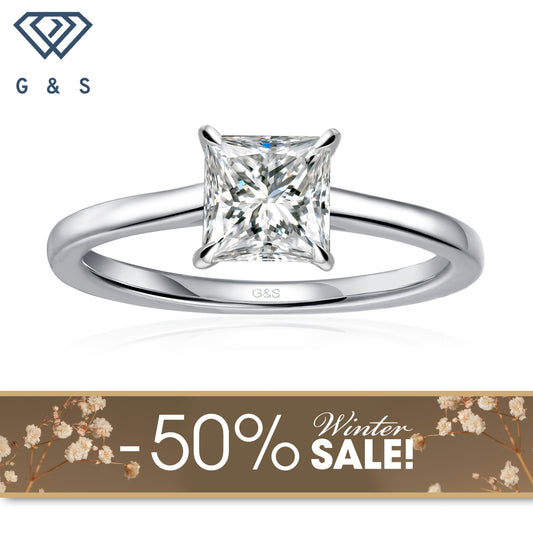Secret Sparkle Hidden Halo Princess Cut Moissanite Engagement Ring - Winter Sale