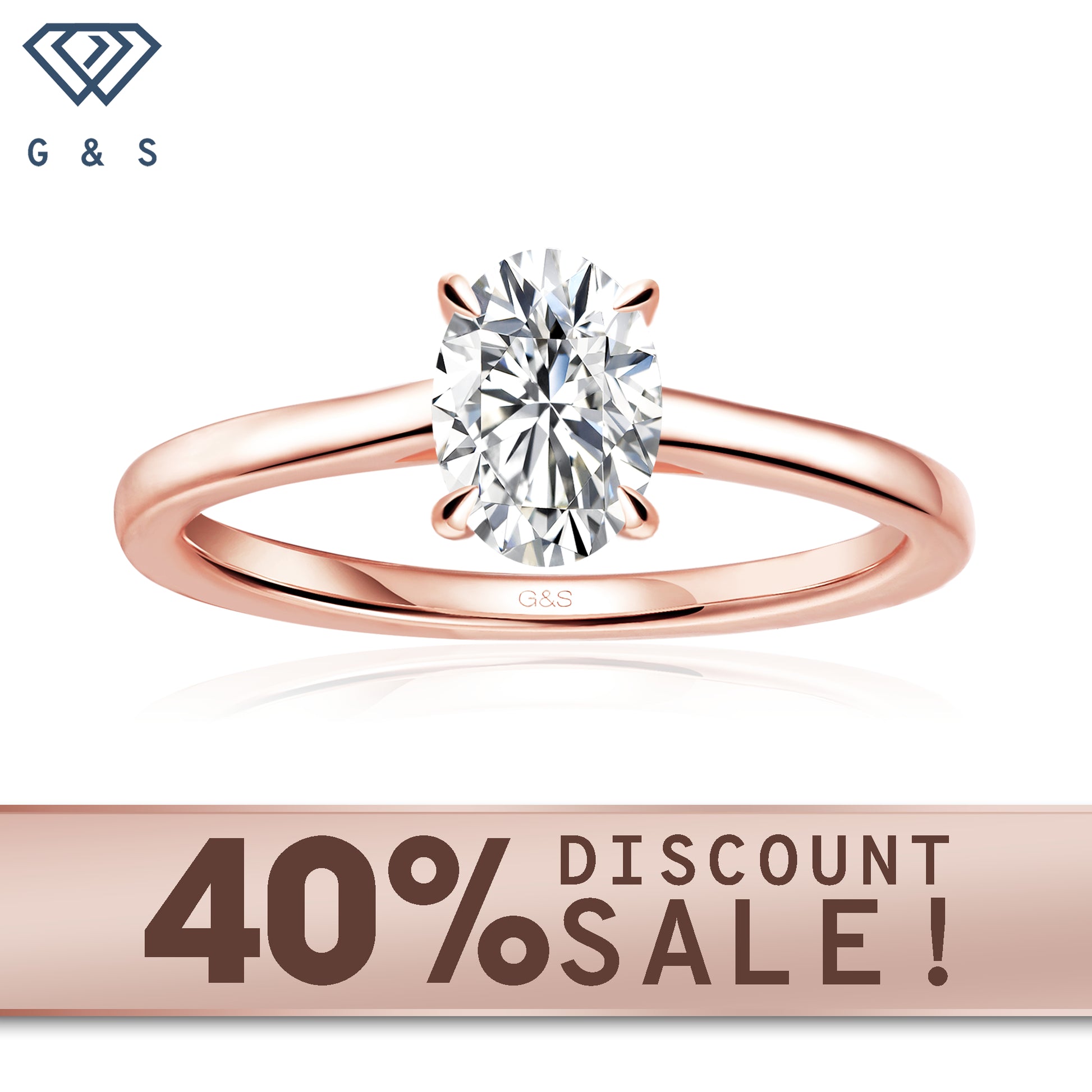 Secret Sparkle hidden halo oval cut moissanite engagement ring in 9ct rose gold.