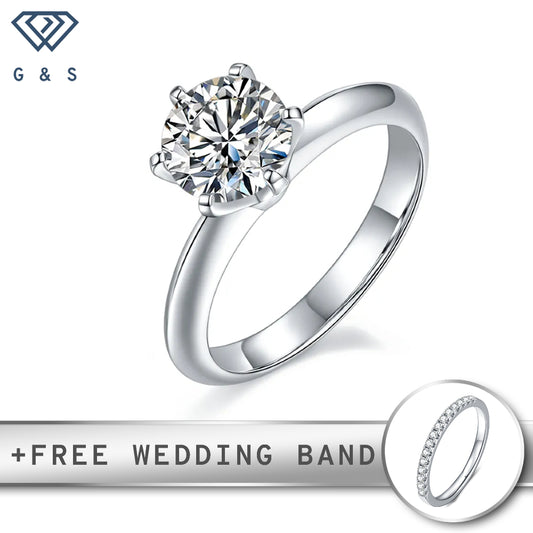 A classic sterling silver engagement ring featuring a brilliant 1.50ct moissanite in a timeless Tiffany 6-claw setting.
