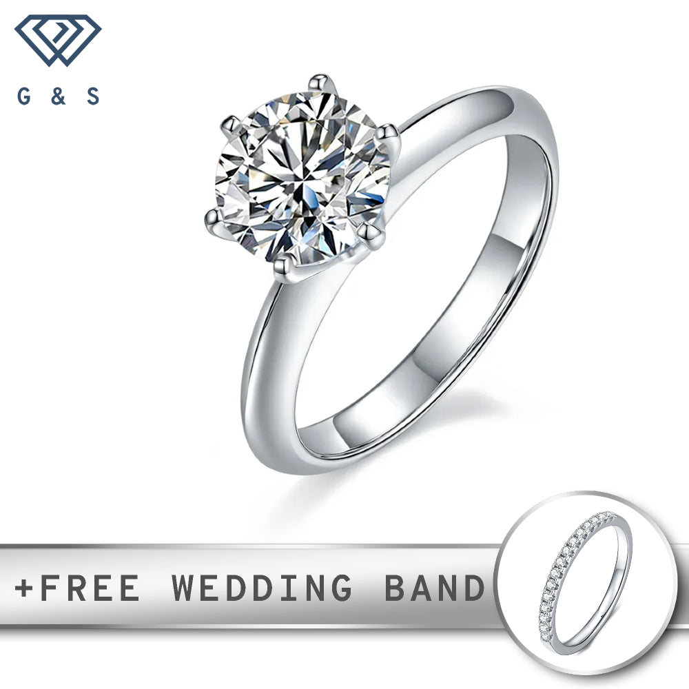 A timeless engagement ring featuring a brilliant 2.00ct moissanite set in a classic Tiffany 6-claw setting, crafted in polished sterling silver.