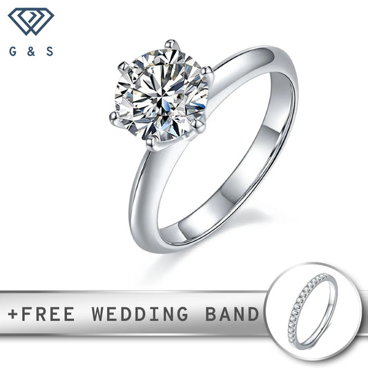 A timeless engagement ring featuring a brilliant 2.00ct moissanite set in a classic Tiffany 6-claw setting, crafted in polished sterling silver.