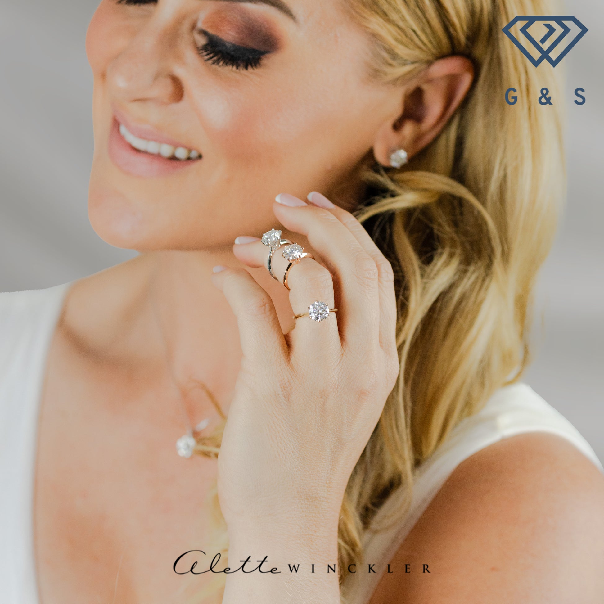 A close-up view of the ring showcasing the secure 6-claw setting and the brilliant sparkle of the 3.00ct moissanite, all set in luxurious 9ct yellow gold.