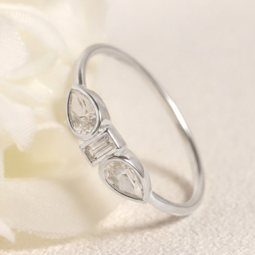 Sterling Silver Bezel-Set Moissanite Stacking Ring