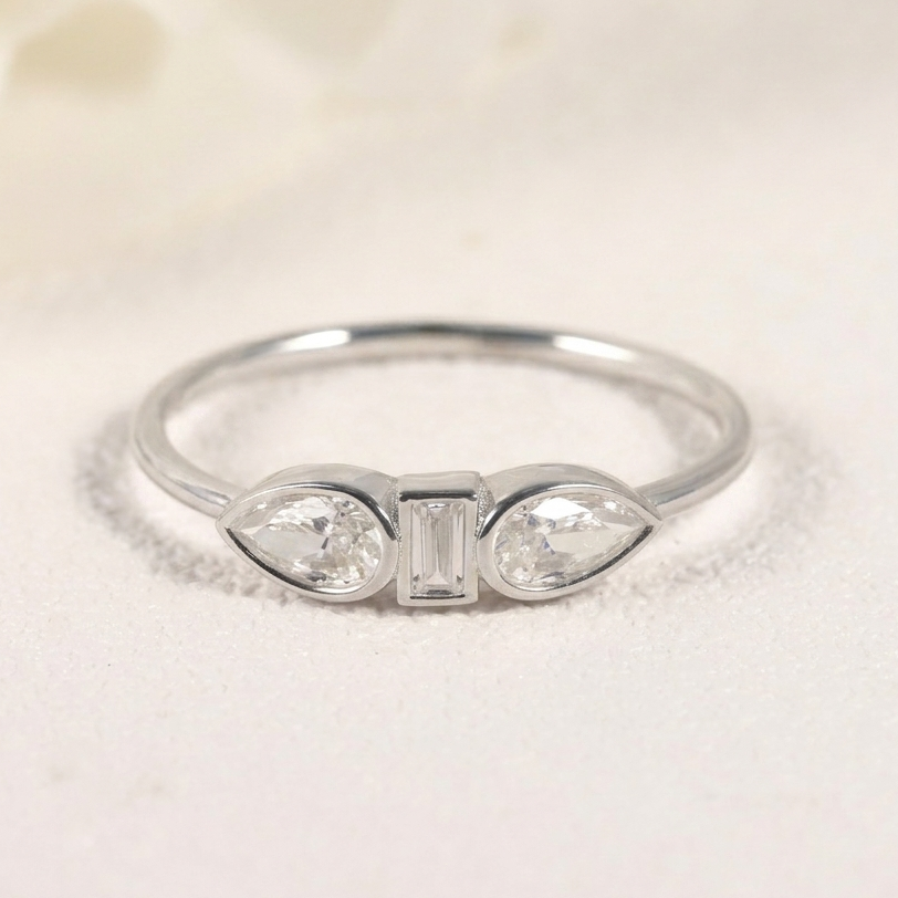 Sterling Silver Bezel-Set Moissanite Stacking Ring