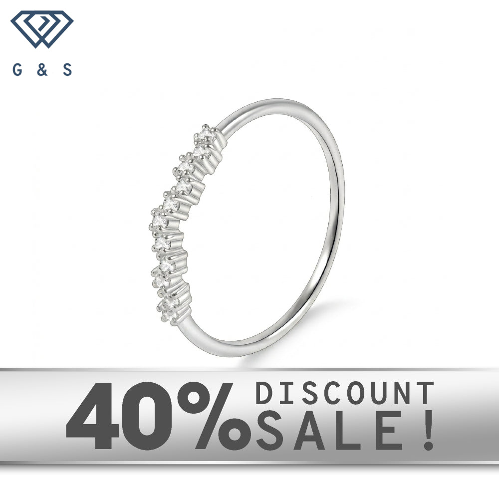 Sterling Silver Delicate Curved Moissanite Band