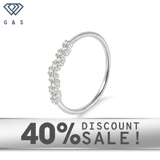 Sterling Silver Delicate Curved Moissanite Band