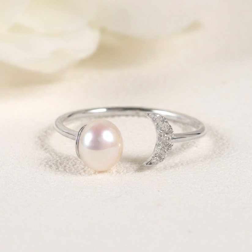 Sterling Silver Lunar Glow Moissanite Stacking Ring