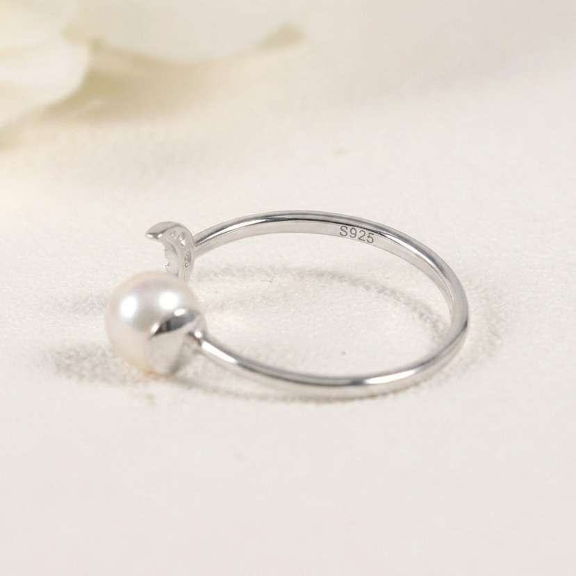 Sterling Silver Lunar Glow Moissanite Stacking Ring