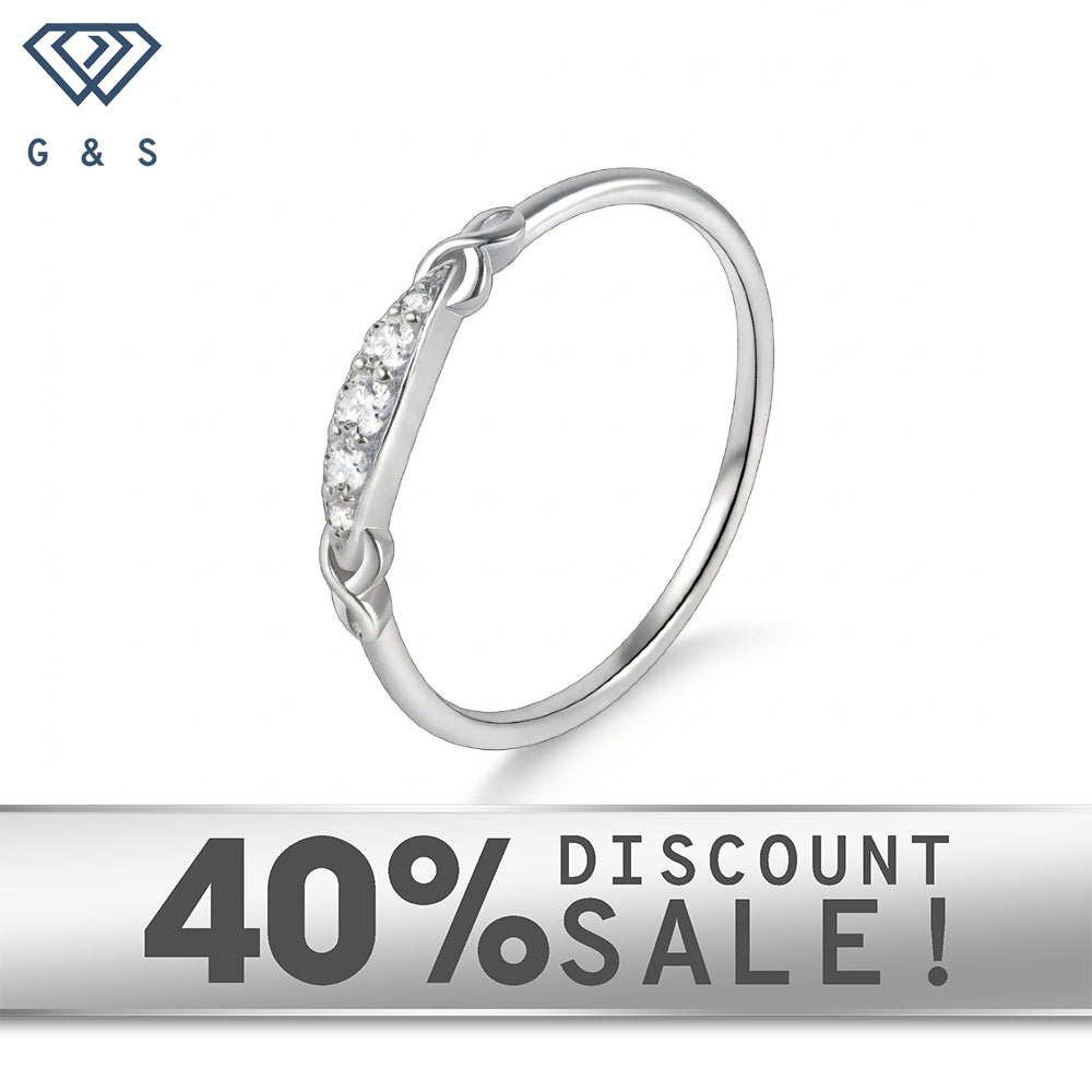 Sterling Silver Moissanite Infinity Knot Stackable Ring