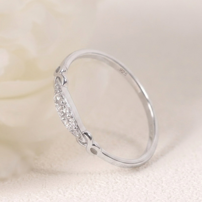 Sterling Silver Moissanite Infinity Knot Stackable Ring