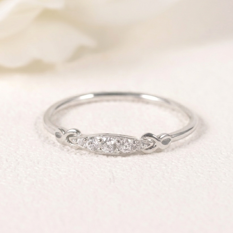 Sterling Silver Moissanite Infinity Knot Stackable Ring