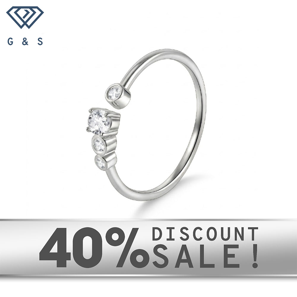 Sterling Silver Moissanite Open Bypass Stacking Ring