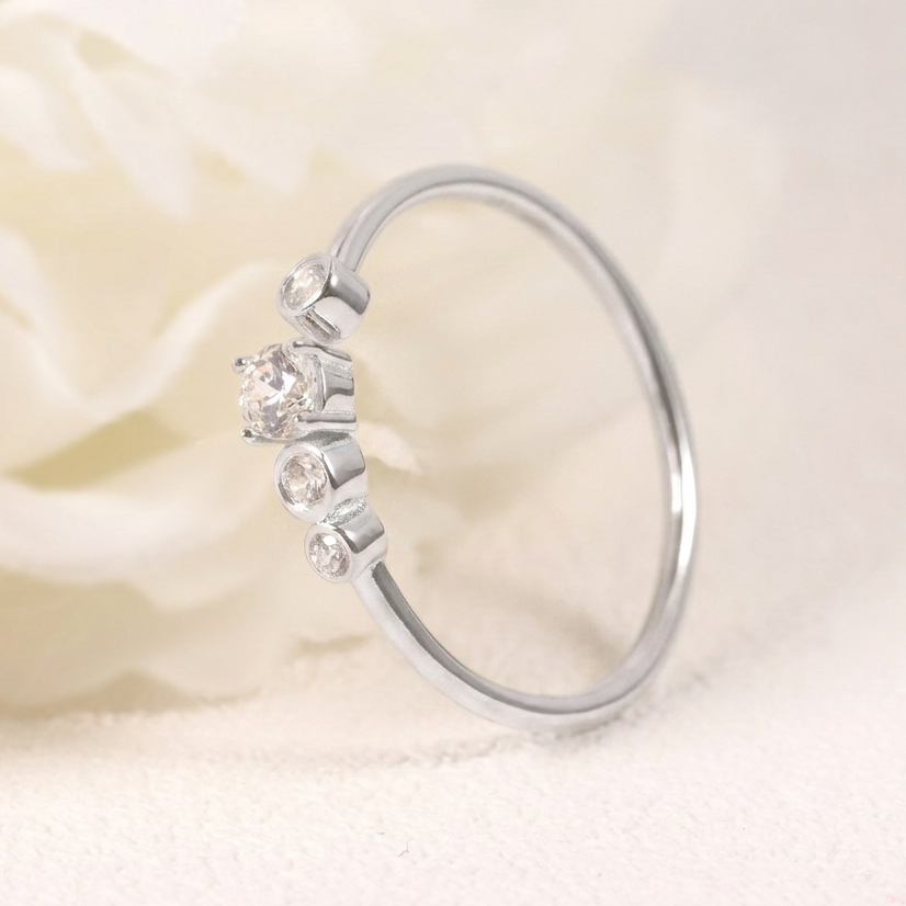 Sterling Silver Moissanite Open Bypass Stacking Ring