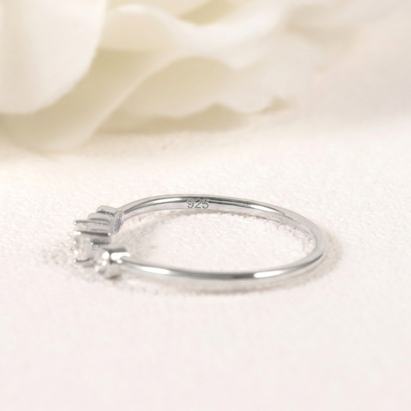 Sterling Silver Moissanite Open Bypass Stacking Ring