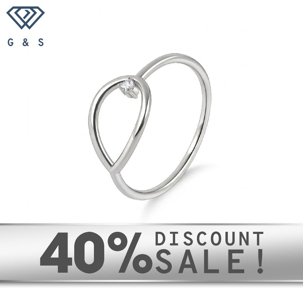 Sterling Silver Open Teardrop Moissanite Stacking Ring