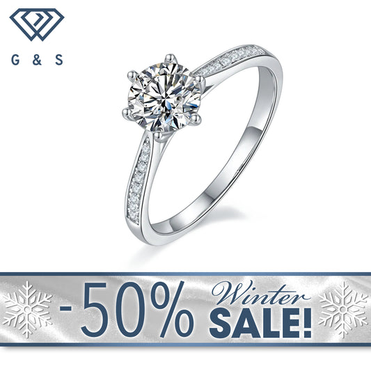 Tapered Pave 1.00ct Moissanite Engagement Ring Set In Sterling Silver - Winter Sale