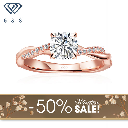 Timeless Infinity Cushion Cut Moissanite Engagement Ring - 18ct Rose Gold Plated  - Winter Sale