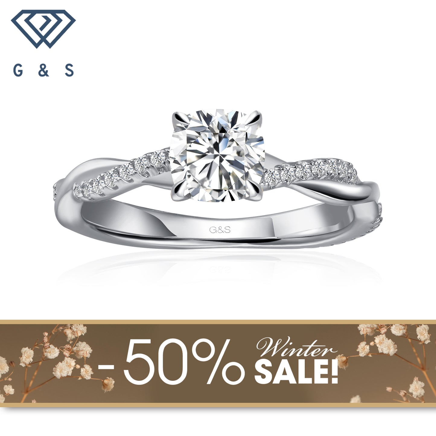 Timeless Infinity Cushion Cut Moissanite Engagement Ring - Winter Sale