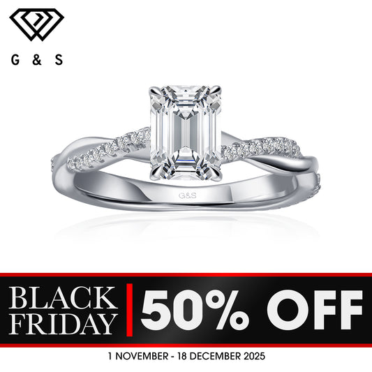 Timeless Infinity Emerald Cut Moissanite Engagement Ring - BLACKFRIDAY