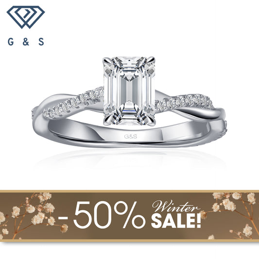 Timeless Infinity Emerald Cut Moissanite Engagement Ring- Winter Sale