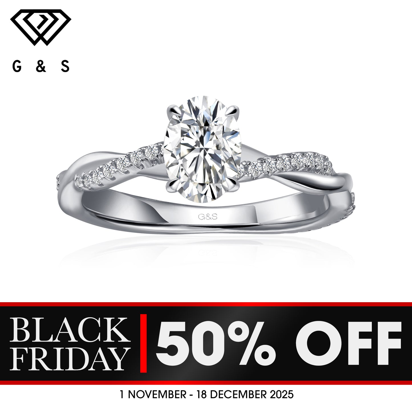 Timeless Infinity Oval Cut Moissanite Engagement Ring - BLACKFRIDAY