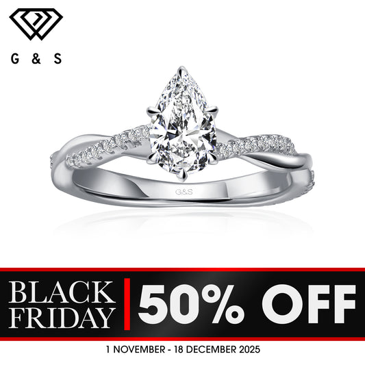 Timeless Infinity Pear Shape Moissanite Engagement Ring - BLACKFRIDAY