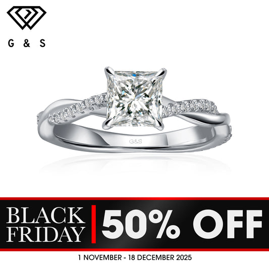 Timeless Infinity Princess Cut Moissanite Engagement Ring - BLACKFRIDAY