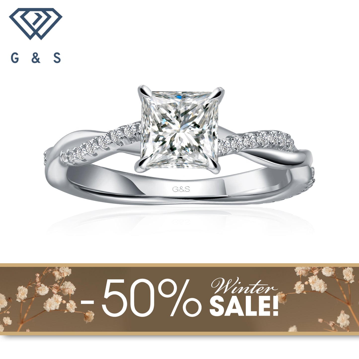 Timeless Infinity Princess Cut Moissanite Engagement Ring - Winter Sale