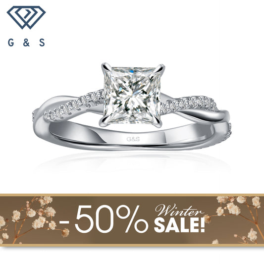 Timeless Infinity Princess Cut Moissanite Engagement Ring - Winter Sale