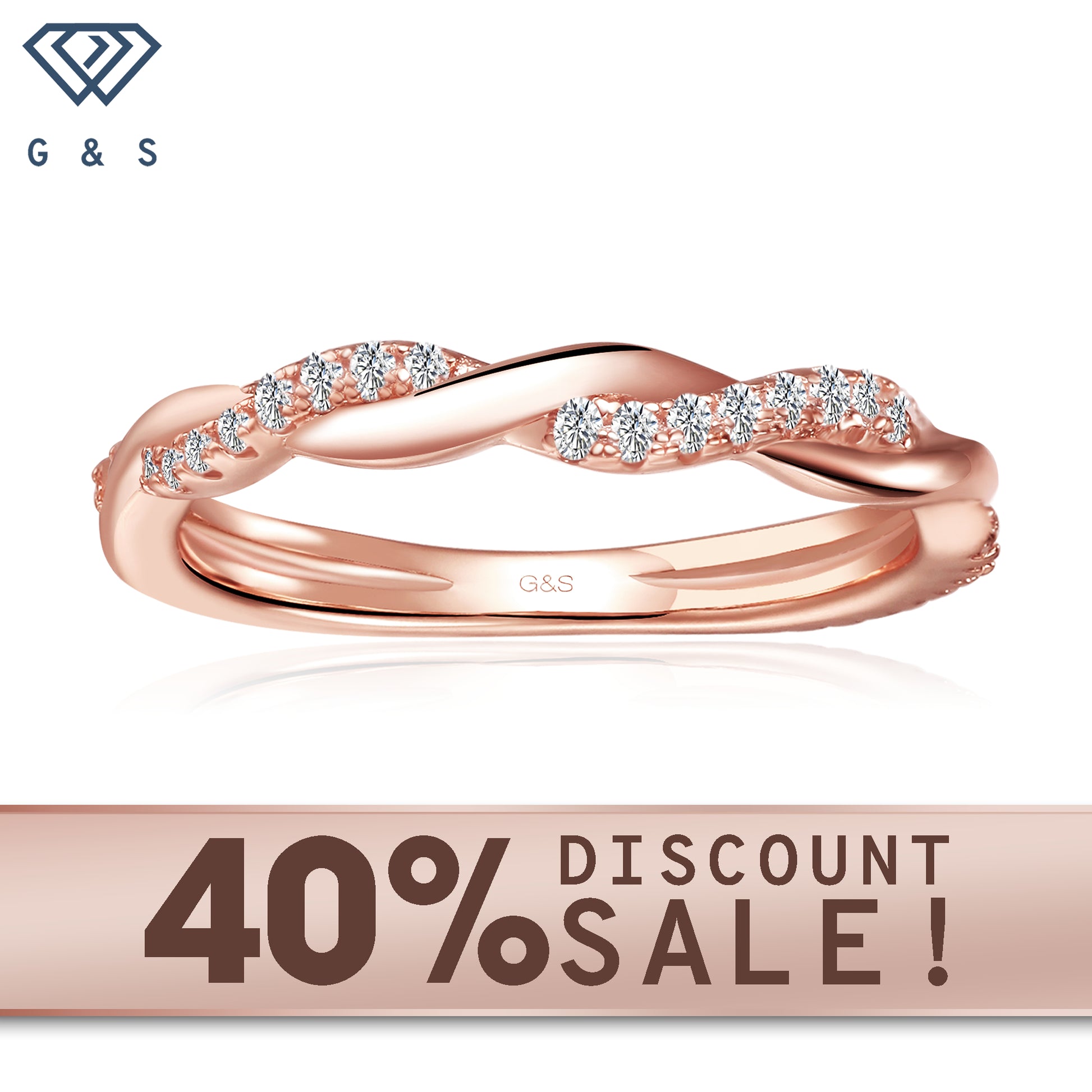 Timeless Infinity moissanite wedding band set in 9ct rose gold.