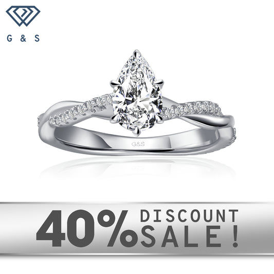 Timeless Infinity Pear Shape Moissanite Engagement Ring in 9ct White Gold.